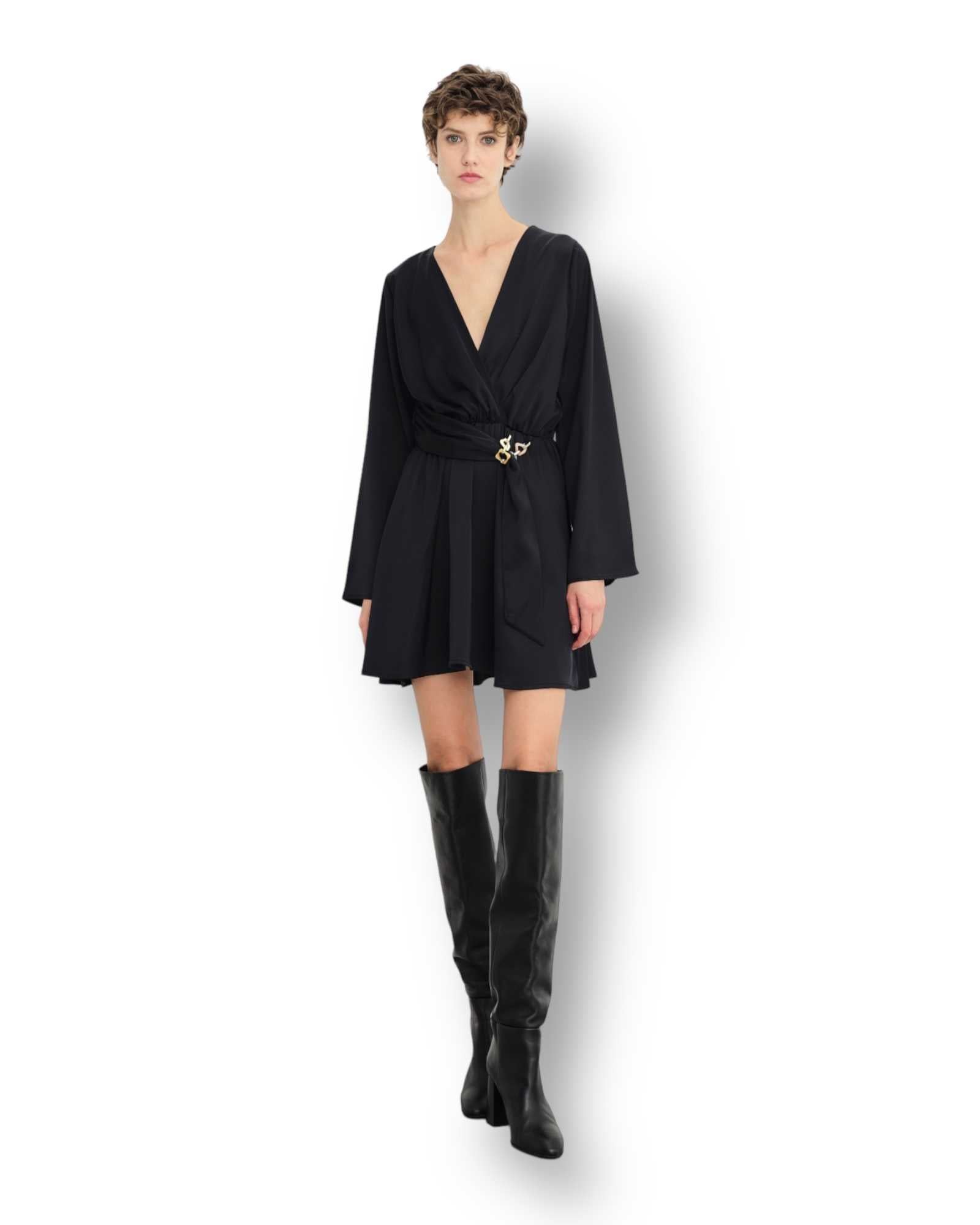 Vestito Lumina satinato applicazione anelli Mondello Store