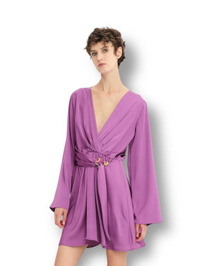 Vestito Lumina satinato applicazione anelli Mondello Store