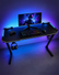 Scrivania Gaming con LED RGB Multicolore 120 x 60 cm, Tavolo PC con Passacavi