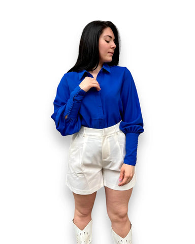 Camicia blu con polsino lungo mondello store