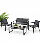 Set Salotto da Esterno Moderno in Alluminio e Textilene - 4 Pezzi