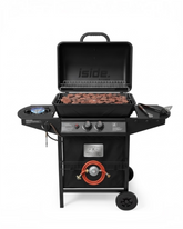 Barbecue a Gas con termometro 2 Bruciatori con Pietra Lavica + Fornello Laterale