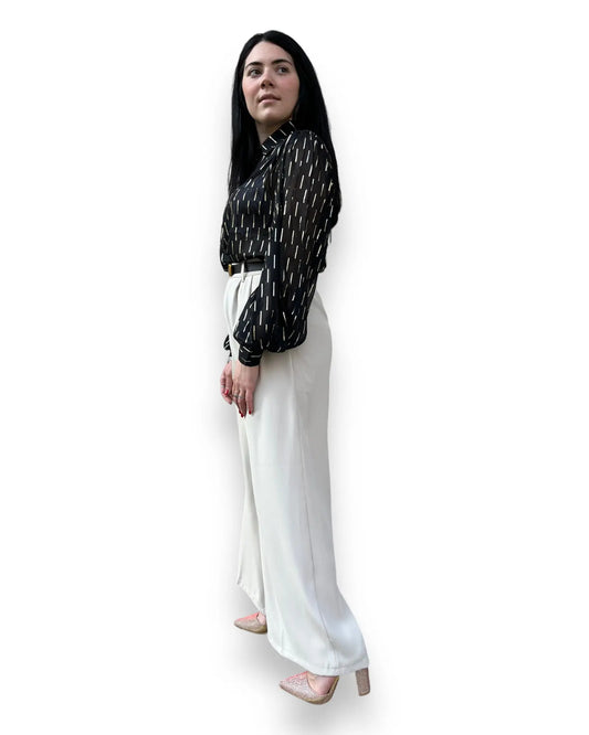 Pantalone palazzo bianco con cintura Mondello Store