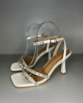 Sandali bianchi con tacco e strass Mondello Store