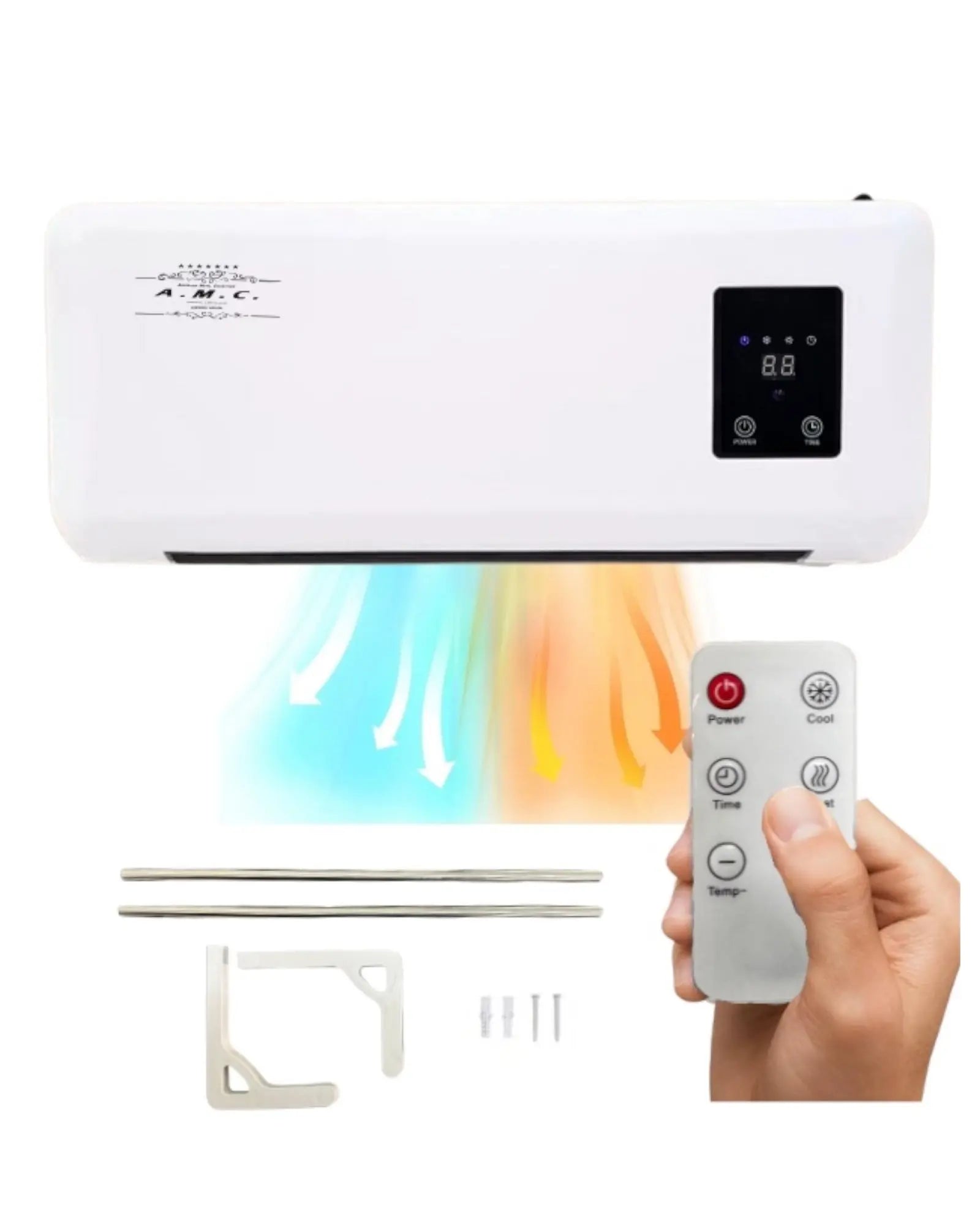 Stufa Elettrica da Parete Basso Consumo Caldo/Freddo Termoconvettore Max 2000W Mondello Store