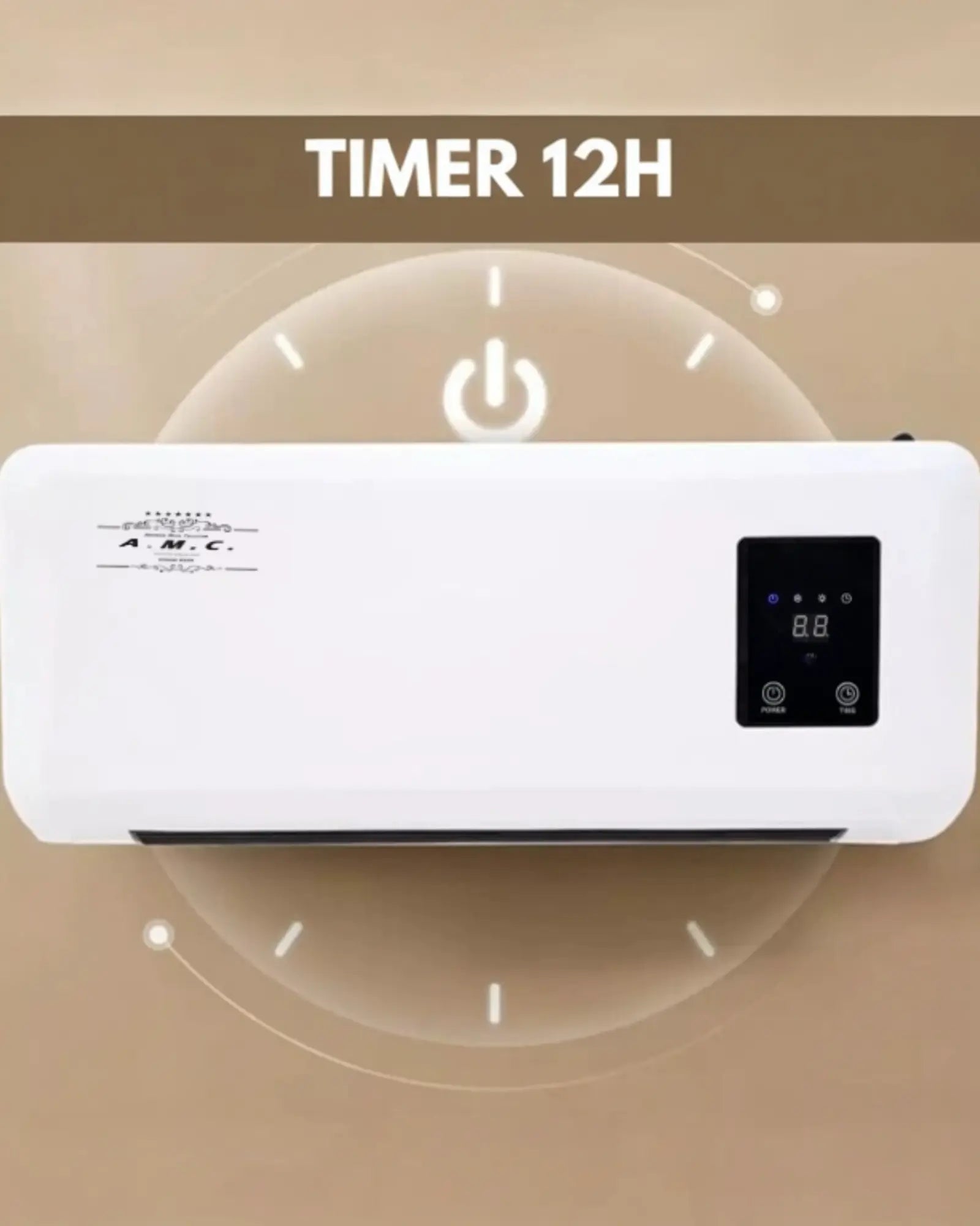 Stufa Elettrica da Parete Basso Consumo Caldo/Freddo Termoconvettore Max 2000W Mondello Store