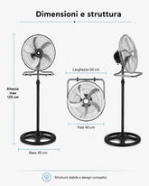 Ventilatore a Piantana 3 in 1 Pale 40 cm 3 Velocità