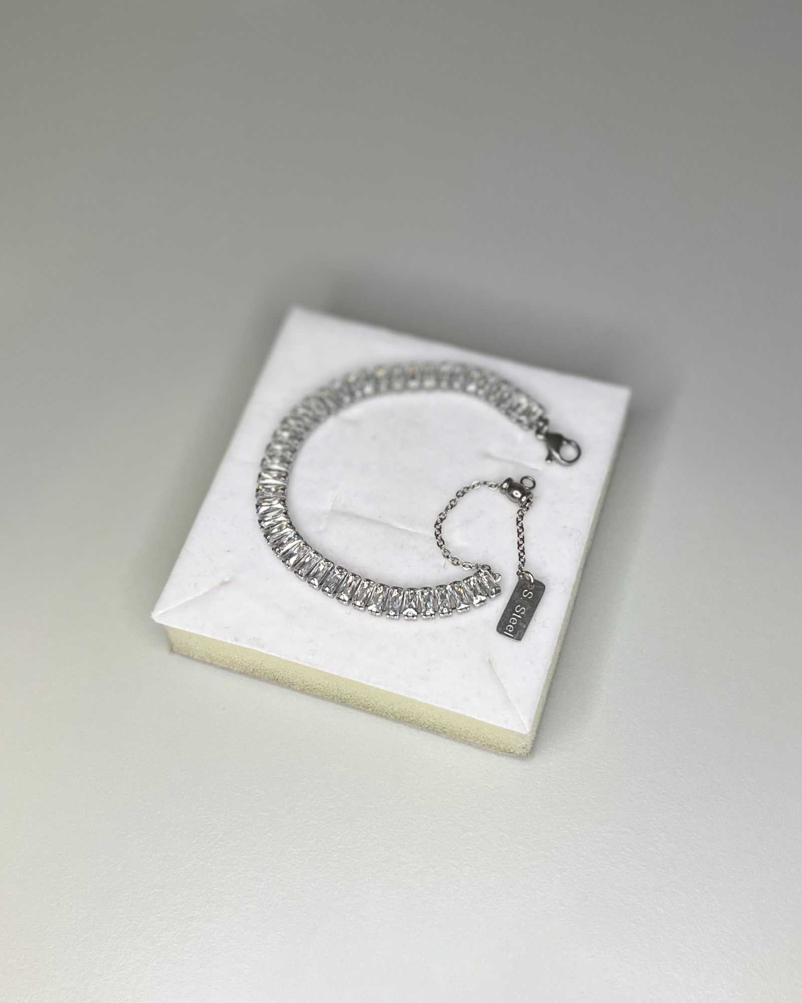 Bracciale tennis argento con strass in acciaio Mondello Store