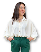 Camicia con colletto e bottoni oro Mondello Store