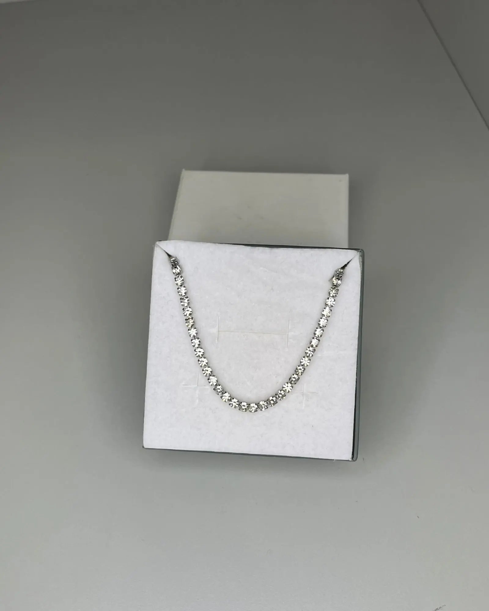 Collana girocollo argento stile tennis in acciaio e cristalli Mondello Store