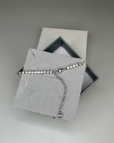 Collana girocollo argento stile tennis in acciaio e cristalli Mondello Store