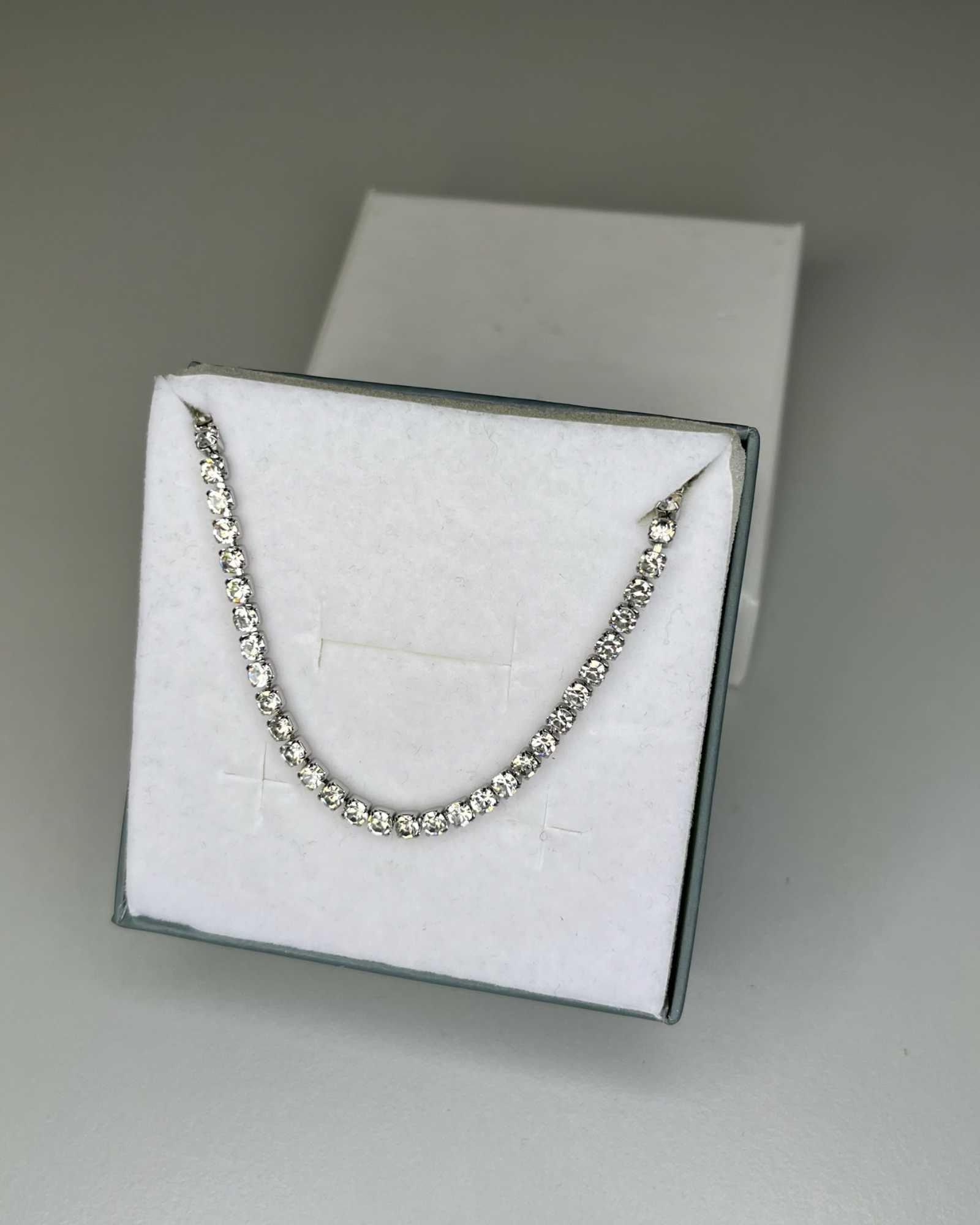 Collana girocollo argento stile tennis in acciaio e cristalli Mondello Store