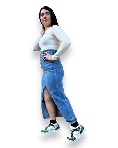 Gonna denim jeans con spacco mondello store