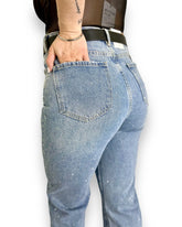Jeans con strass vita alta Mondello Store