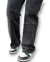 Jeans wide leg nero acid wash Mondello Store