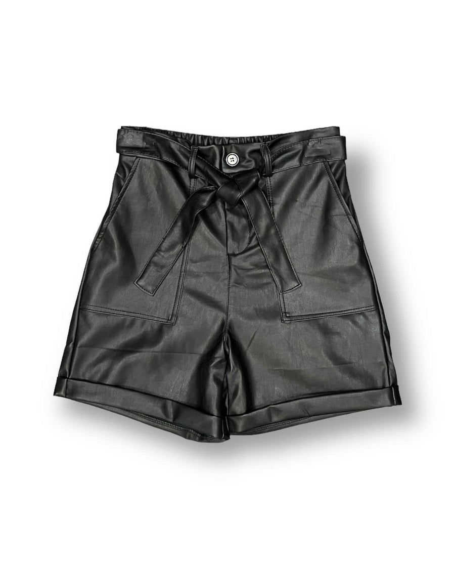 Pantaloncino effetto pelle nero Mondello Store