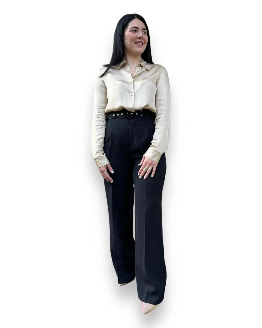 Pantalone ampio con cintura nero mondello store
