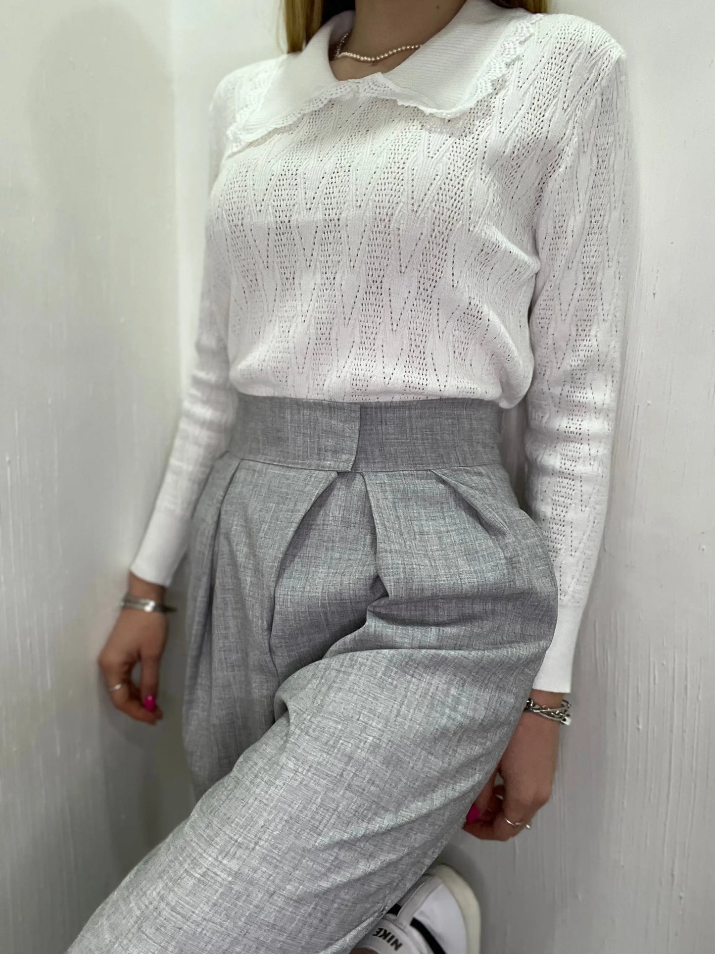 Pantalone donna alla turca con risvolto mondello store