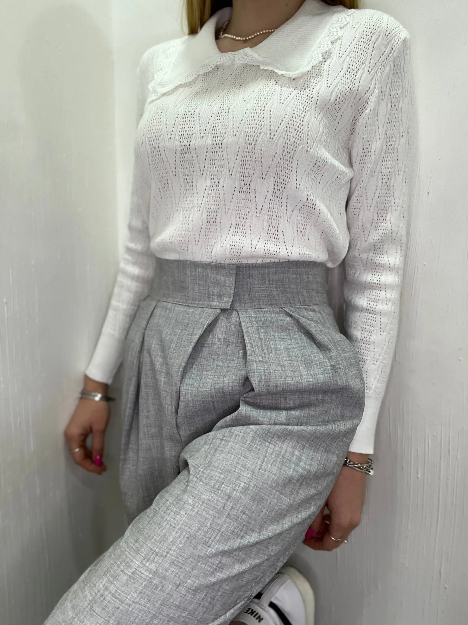Pantalone donna alla turca con risvolto mondello store