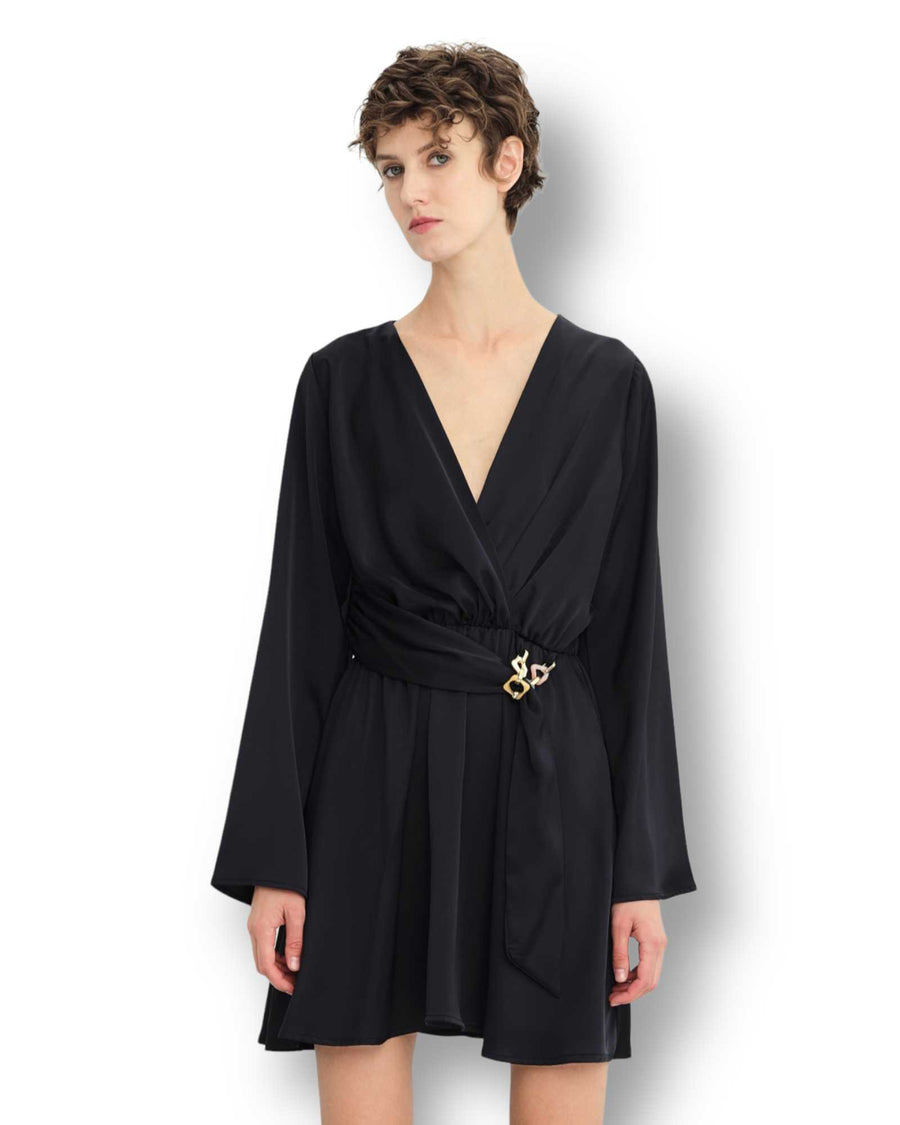 Vestito Lumina satinato applicazione anelli Mondello Store